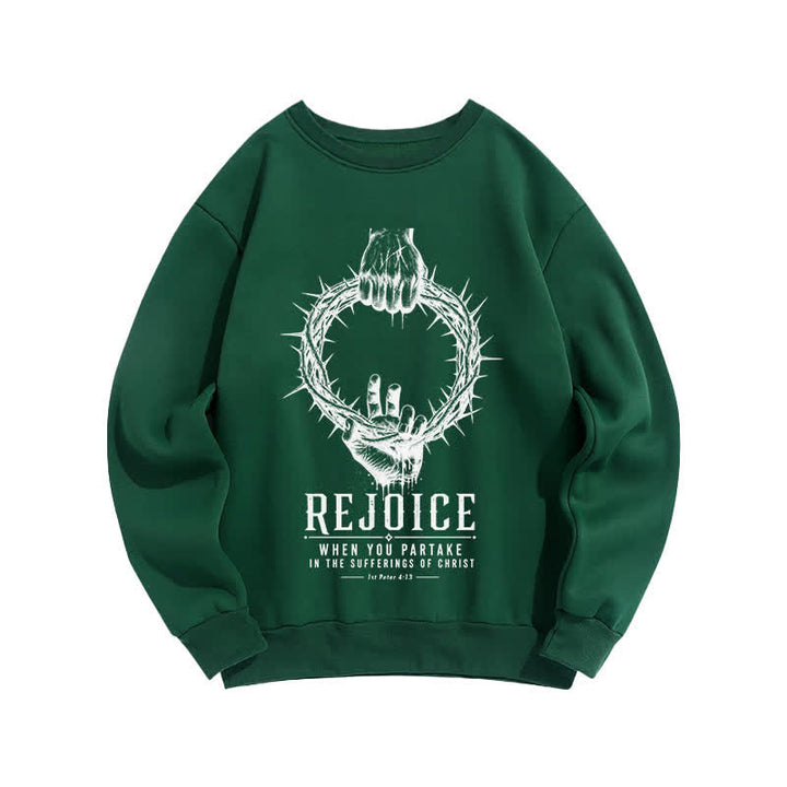 Christianartworkshop Rejoice Crown Of Thorns Scripture Graphic Crewneck Sweatshirt - Green - 2XL - image 5