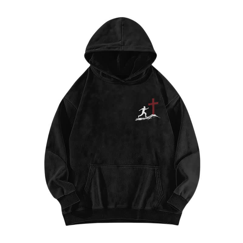 Christianartworkshop Follow Christ Cross Front And Back Washed Hoodie - image 2