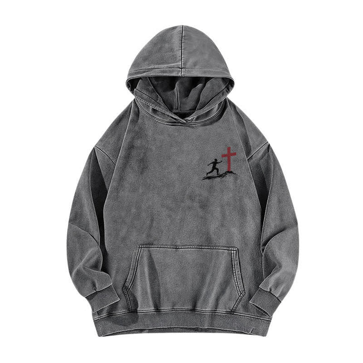 Christianartworkshop Follow Christ Cross Front And Back Washed Hoodie - image 17