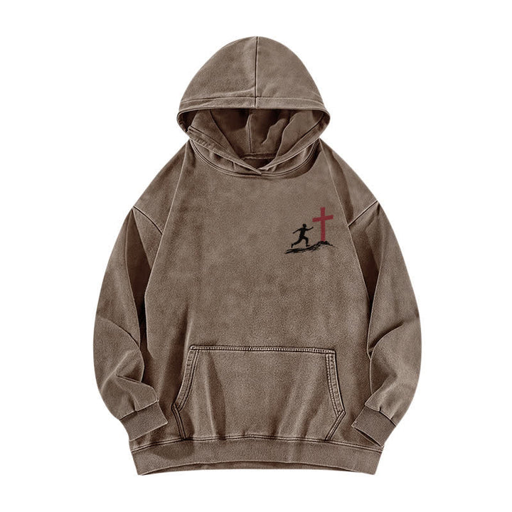 Christianartworkshop Follow Christ Cross Front And Back Washed Hoodie - image 11