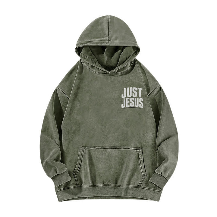 Christianartworkshop Just Jesus Jesus Is My King Washed Hoodie - image 8