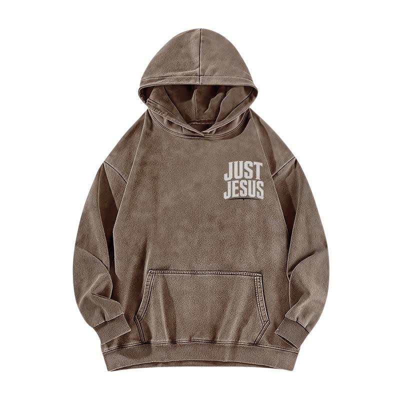 Christianartworkshop Just Jesus Jesus Is My King Washed Hoodie - image 5