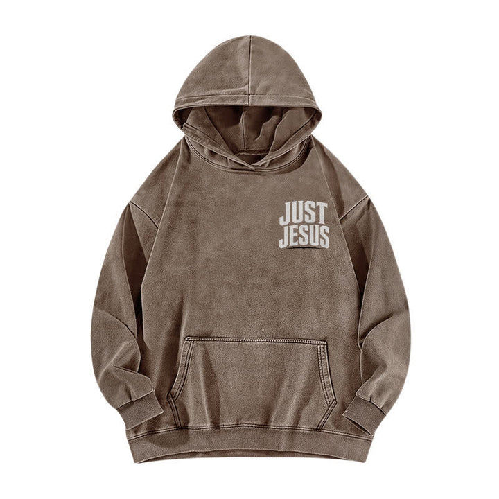 Christianartworkshop Just Jesus Jesus Is My King Washed Hoodie - image 5
