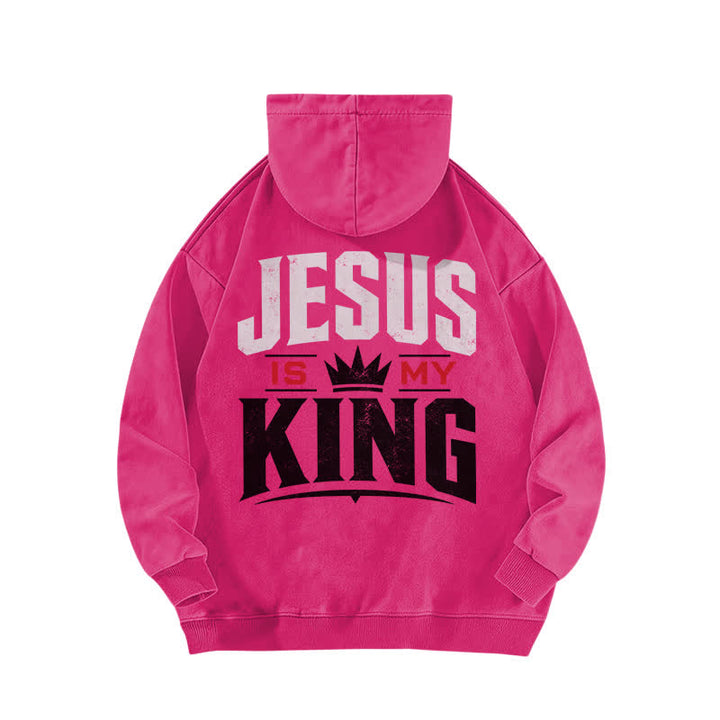 Christianartworkshop Just Jesus Jesus Is My King Washed Hoodie - image 16