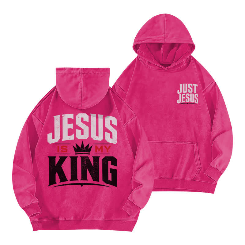 Christianartworkshop Just Jesus Jesus Is My King Washed Hoodie - Rose - 5XL - image 15