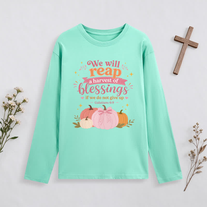 Christianartworkshop Harvest Of Blessings Fall Graphic Long Sleeve T Shirt - Green - 4XL - image 0