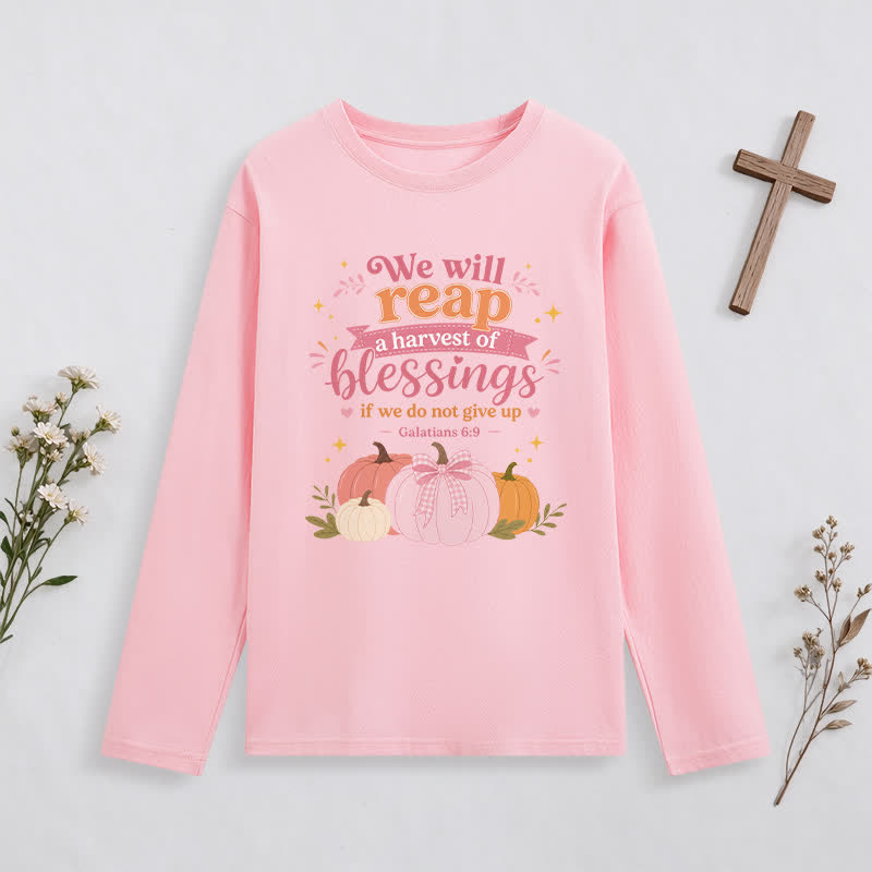 Christianartworkshop Harvest Of Blessings Fall Graphic Long Sleeve T Shirt - Pink - 4XL - image 5
