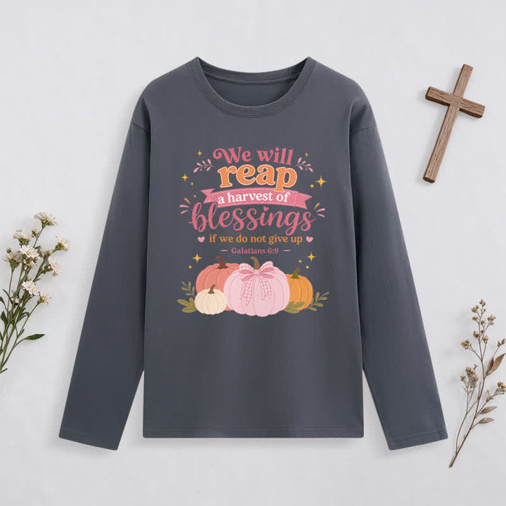 Christianartworkshop Harvest Of Blessings Fall Graphic Long Sleeve T Shirt - Grey - 4XL - image 9