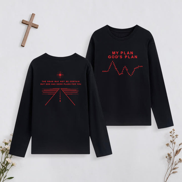 Christianartworkshop My Plan God's Plan Black Graphic Long-Sleeve T-Shirt - Black - 4XL - image 0