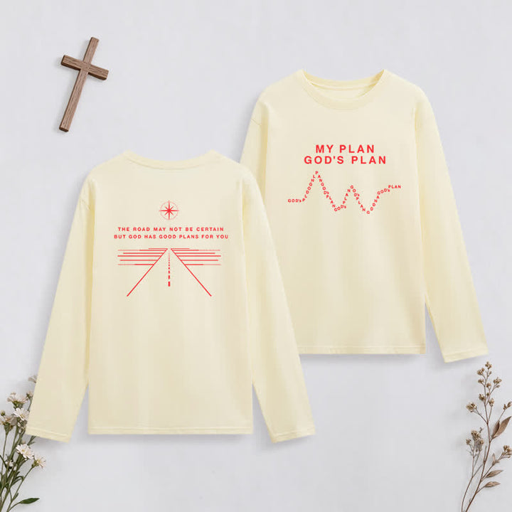 Christianartworkshop My Plan God's Plan Black Graphic Long-Sleeve T-Shirt - Beige - 4XL - image 21