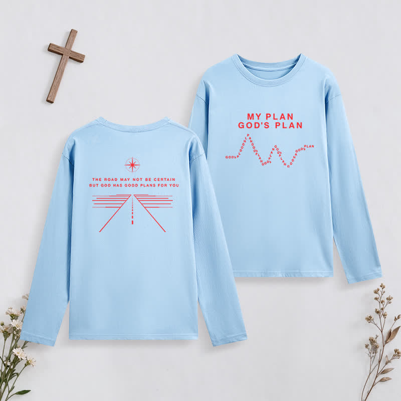 Christianartworkshop My Plan God's Plan Black Graphic Long-Sleeve T-Shirt - Blue - 4XL - image 33
