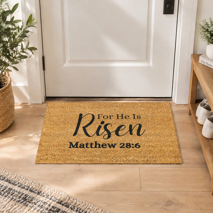 Christianartworkshop For He Is Risen Printed Coir Doormat: Token of Timeless Resurrection Promise - image 1