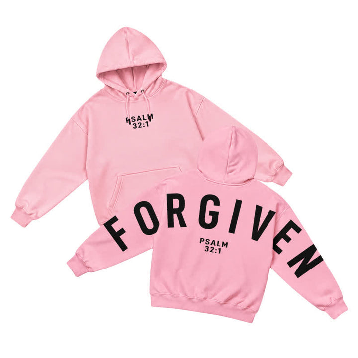 Christianartworkshop Split Sleeve Forgiven Psalm 32:1 Scripture Statement French Terry Hoodie - Pink - 5XL - image 19