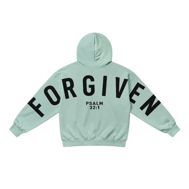Christianartworkshop Split Sleeve Forgiven Psalm 32:1 Scripture Statement French Terry Hoodie - image 14