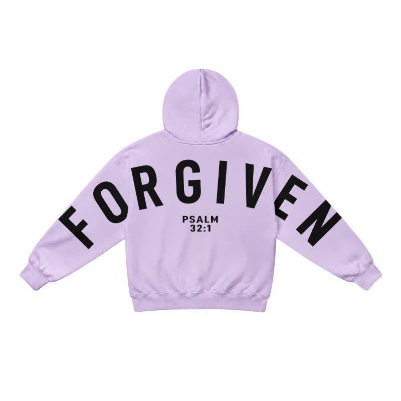 Christianartworkshop Split Sleeve Forgiven Psalm 32:1 Scripture Statement French Terry Hoodie - image 23