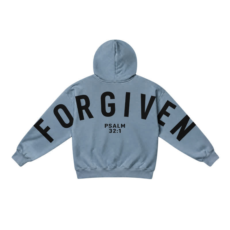 Christianartworkshop Split Sleeve Forgiven Psalm 32:1 Scripture Statement French Terry Hoodie - image 29