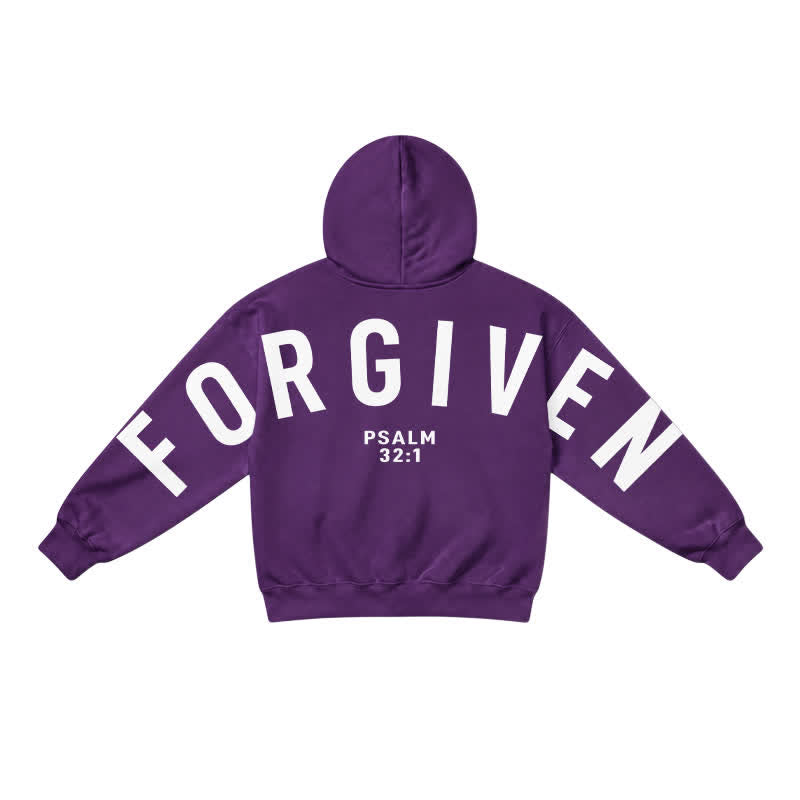 Christianartworkshop Split Sleeve Forgiven Psalm 32:1 Scripture Statement French Terry Hoodie - image 17