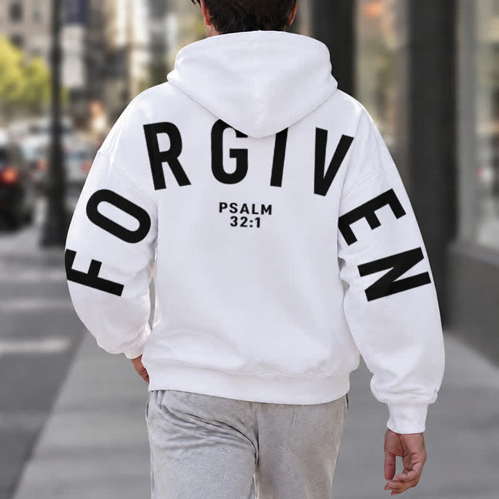 Christianartworkshop Split Sleeve Forgiven Psalm 32:1 Scripture Statement French Terry Hoodie - image 5