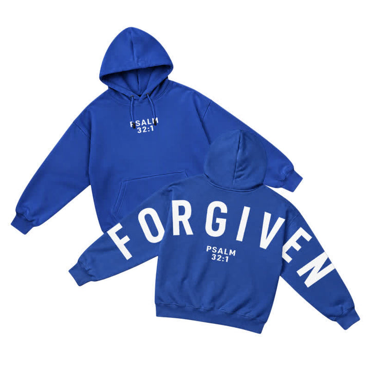 Christianartworkshop Split Sleeve Forgiven Psalm 32:1 Scripture Statement French Terry Hoodie - Royal Blue - 5XL - image 10