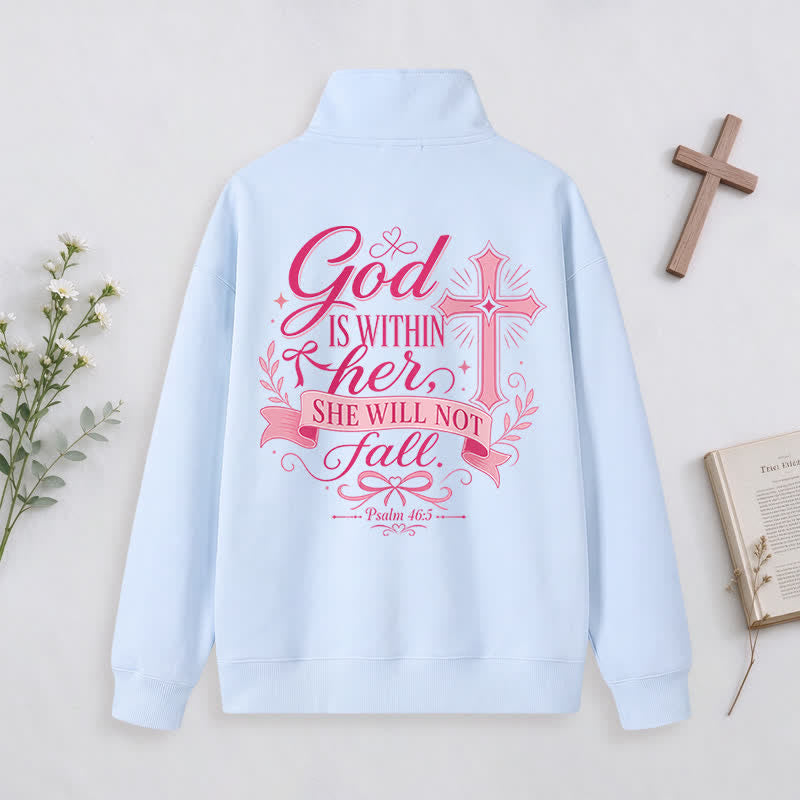 Christianartworkshop Jesus Saves White Stand Collar Half-Zip Pullover - image 17