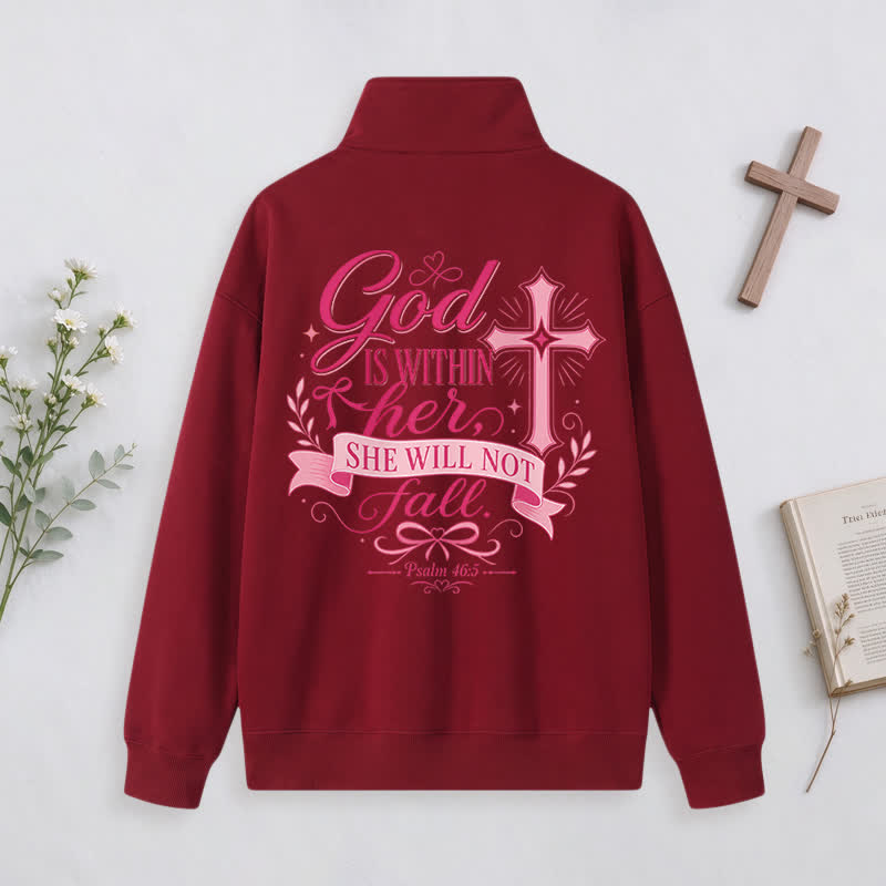 Christianartworkshop Jesus Saves White Stand Collar Half-Zip Pullover - image 5