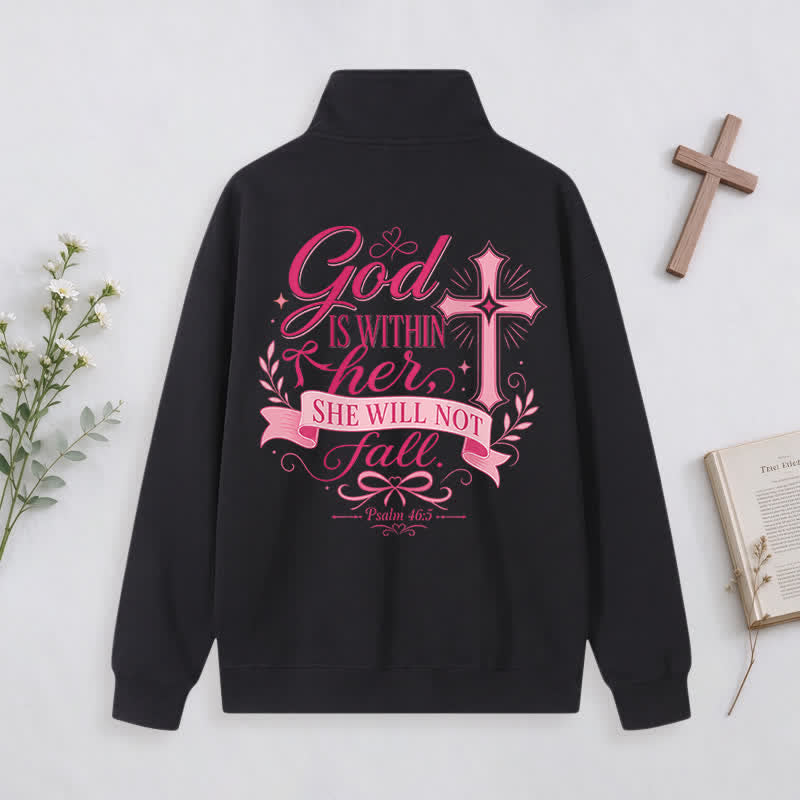 Christianartworkshop Jesus Saves White Stand Collar Half-Zip Pullover - image 9
