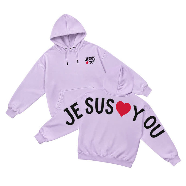 Christianartworkshop Jesus Loves You Streetwear French Terry Hoodie - Light Purple - 5XL - image 13