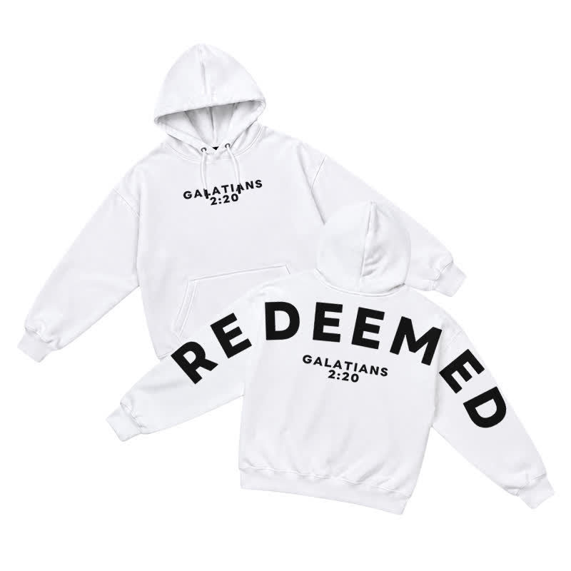 Christianartworkshop Redeemed Galatians 2:20 Statement French Terry Hoodie - White - 5XL - image 0