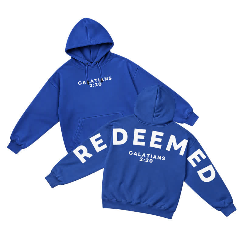 Christianartworkshop Redeemed Galatians 2:20 Statement French Terry Hoodie - Royal Blue - 5XL - image 10