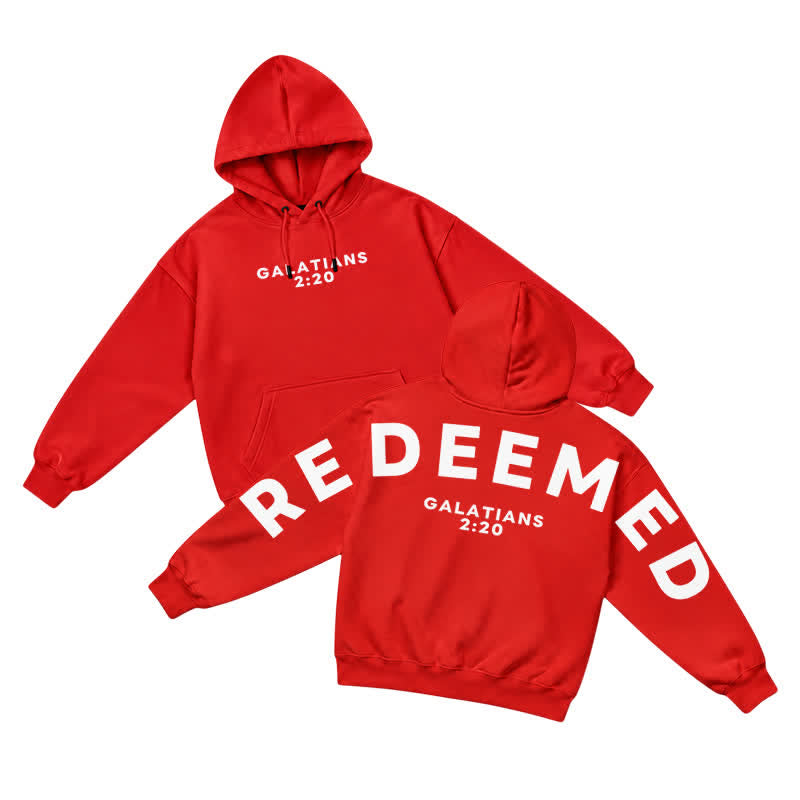 Christianartworkshop Redeemed Galatians 2:20 Statement French Terry Hoodie - Red - 5XL - image 13