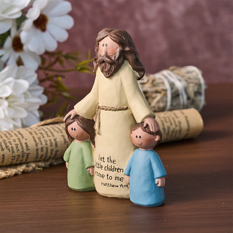 Christianartworkshop Jesus Blessing Children Resin Tabletop Statue: Token of Abiding Divine Tenderness - image 3