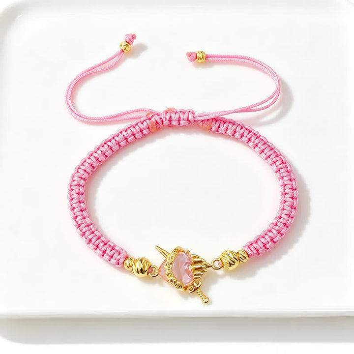 Christianartworkshop Braided Cord Sacred Heart Brass Bracelet: Emblem of Sacred Heavenly Devotion - Pink - Sacred Heart N - image 15