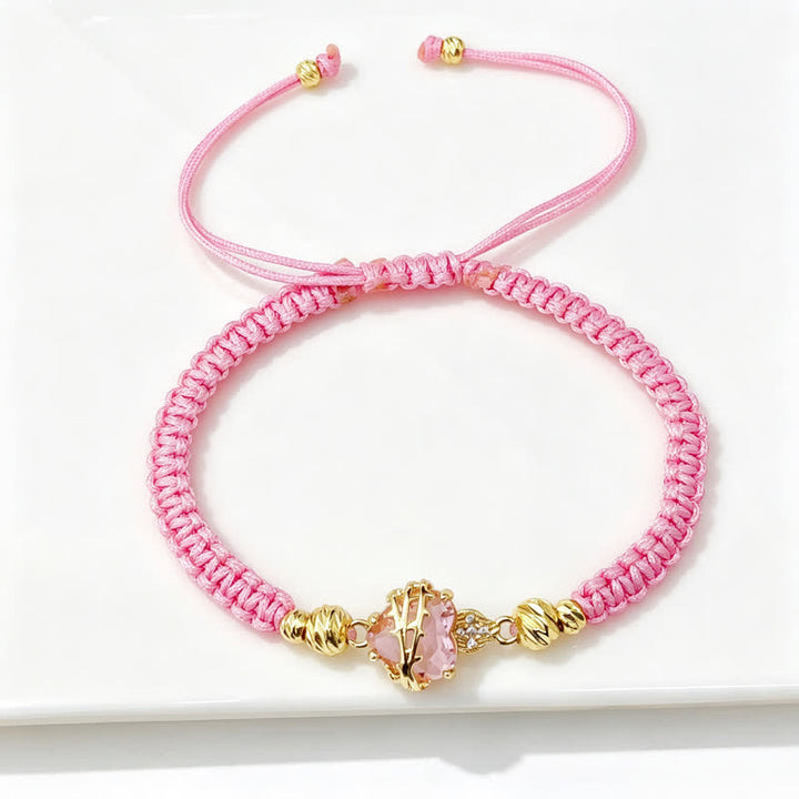 Christianartworkshop Braided Cord Sacred Heart Brass Bracelet: Emblem of Sacred Heavenly Devotion - Pink - Sacred Heart M - image 14