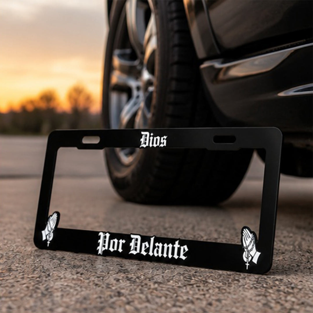 Christianartworkshop Dios Por Delante License Plate Frame with Praying Hands: Token Of Peaceful Daily Spiritual Serenity - image 13