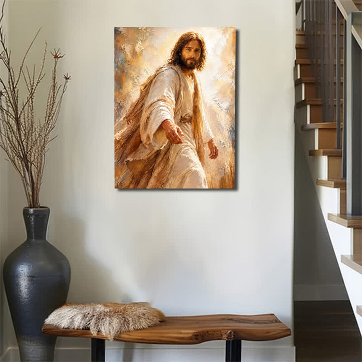 Christianartworkshop Textured Canvas Jesus Wall Art: Emblem of Gentle Outstretched Mercy - image 4