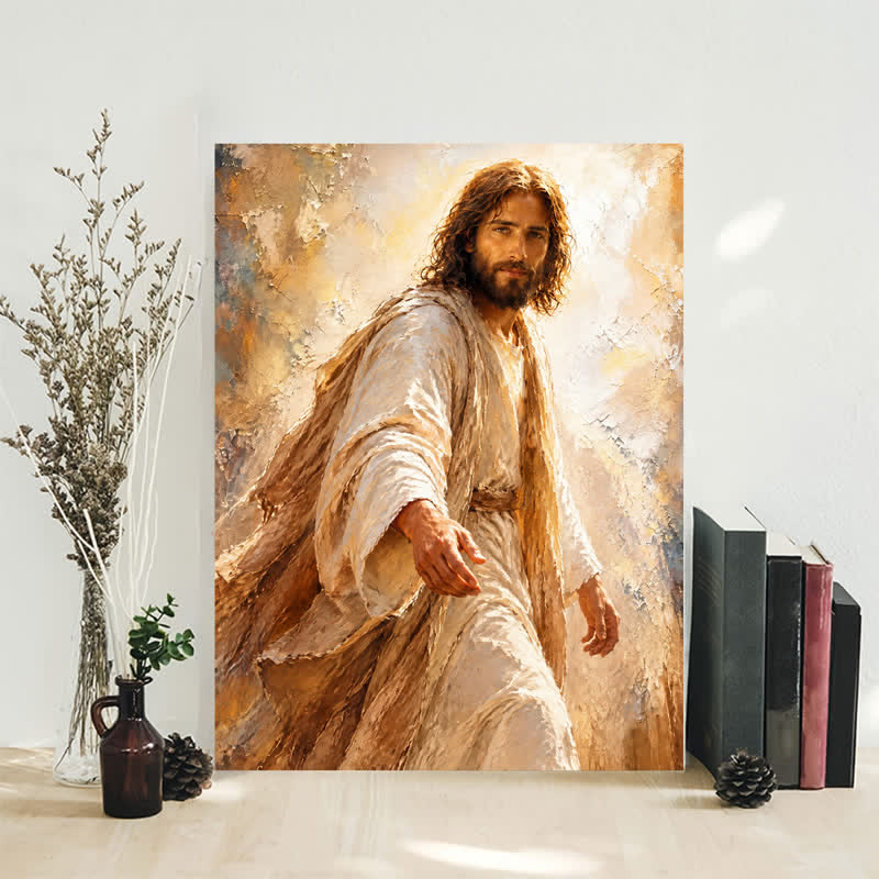 Christianartworkshop Textured Canvas Jesus Wall Art: Emblem of Gentle Outstretched Mercy - Framed Canvas Painting - 13.77"*19.58"*0.7"/35*50*1.8cm - image 0