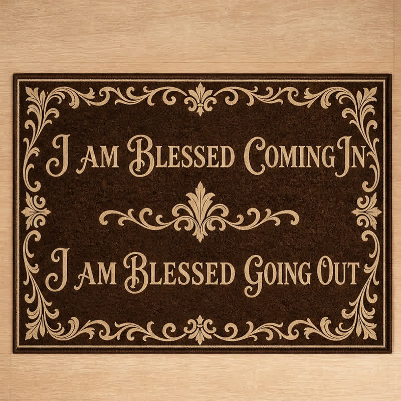 Christianartworkshop Ornate Scroll Border Blessed In & Out Doormat - image 6