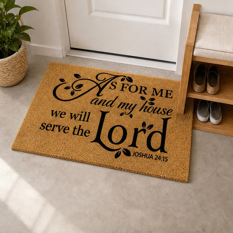 Christianartworkshop Decorative Flourish Joshua Verse Coir Doormat - image 1