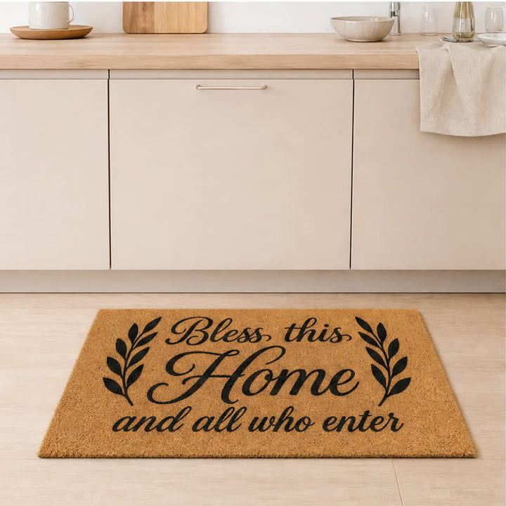 Christianartworkshop Twin Foliage “Bless All Who Enter” Doormat - image 4