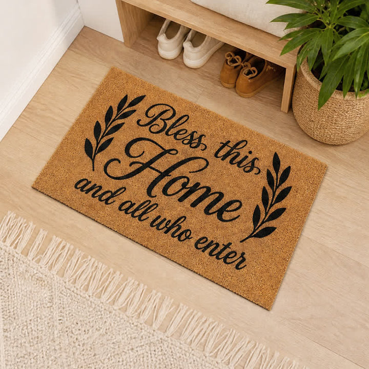 Christianartworkshop Twin Foliage “Bless All Who Enter” Doormat - image 2