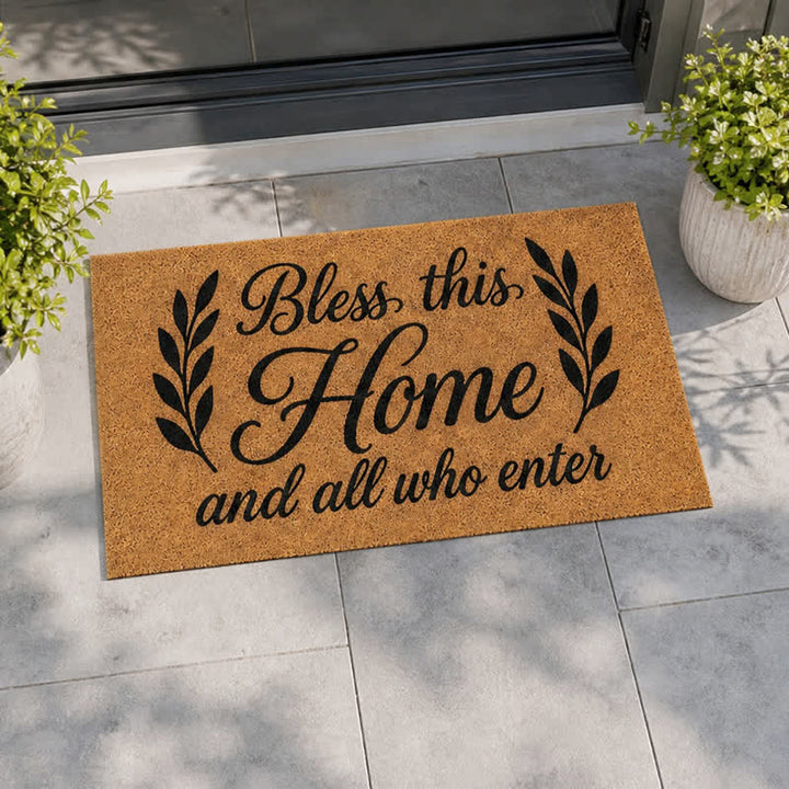 Christianartworkshop Twin Foliage “Bless All Who Enter” Doormat - image 1