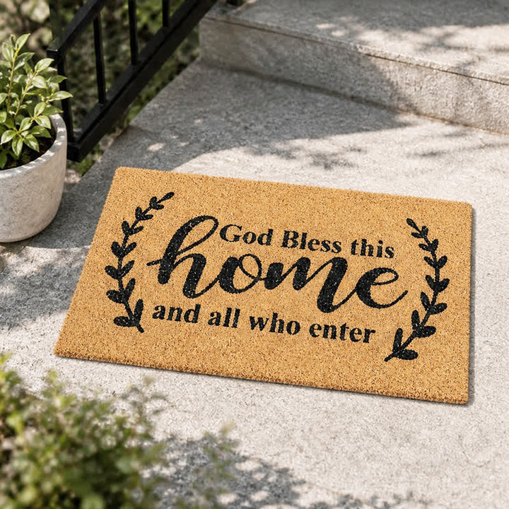 Christianartworkshop Curved Vine “God Bless This Home” Artificial Coir Doormat - image 0