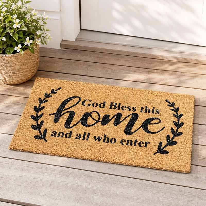 Christianartworkshop Curved Vine “God Bless This Home” Artificial Coir Doormat - image 1