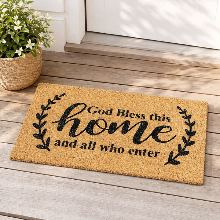 Christianartworkshop Curved Vine “God Bless This Home” Artificial Coir Doormat - image 1